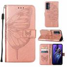 For Tecno Pova 3/LE7 Embossed Butterfly Flip Leather Phone Case(Rose Gold) - 1