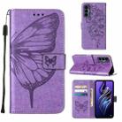 For Tecno Pova 3/LE7 Embossed Butterfly Flip Leather Phone Case(Purple) - 1