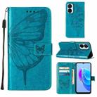 For Tecno Spark 9 Pro/Spark 9T Embossed Butterfly Flip Leather Phone Case(Blue) - 1