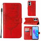 For Tecno Spark 9 Pro/Spark 9T Embossed Butterfly Flip Leather Phone Case(Red) - 1