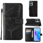 For Tecno Spark 9 Pro/Spark 9T Embossed Butterfly Flip Leather Phone Case(Black) - 1