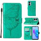 For Tecno Spark 9 Pro/Spark 9T Embossed Butterfly Flip Leather Phone Case(Green) - 1