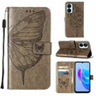 For Tecno Spark 9 Pro/Spark 9T Embossed Butterfly Flip Leather Phone Case(Grey) - 1