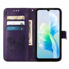 For vivo S10e 5G/V23e 4G/V23E 5G/Y75 4G Embossed Butterfly Flip Leather Phone Case(Dark Purple) - 4