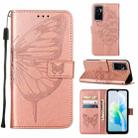 For vivo S10e 5G/V23e 4G/V23E 5G/Y75 4G Embossed Butterfly Flip Leather Phone Case(Rose Gold) - 1