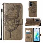 For vivo S10e 5G/V23e 4G/V23E 5G/Y75 4G Embossed Butterfly Flip Leather Phone Case(Grey) - 1