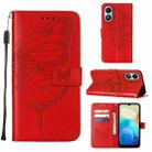 For vivo Y02S Embossed Butterfly Flip Leather Phone Case(Red) - 1