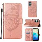 For vivo Y02S Embossed Butterfly Flip Leather Phone Case(Rose Gold) - 1