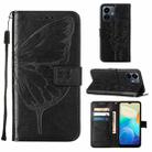 For vivo Y77 5G Global Embossed Butterfly Flip Leather Phone Case(Black) - 1