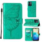 For vivo Y77 5G Global Embossed Butterfly Flip Leather Phone Case(Green) - 1