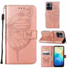 For vivo Y77 5G Global Embossed Butterfly Flip Leather Phone Case(Rose Gold) - 1