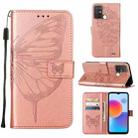 For ZTE Blade A52 Embossed Butterfly Flip Leather Phone Case(Rose Gold) - 1