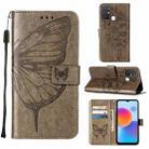 For ZTE Blade A52 Embossed Butterfly Flip Leather Phone Case(Grey) - 1