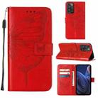 For ZTE Blade A72 5G Embossed Butterfly Flip Leather Phone Case(Red) - 1