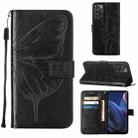 For ZTE Blade A72 5G Embossed Butterfly Flip Leather Phone Case(Black) - 1