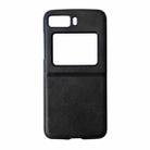 For Motorola Moto Razr 2022 Two-color Cowhide Texture Top-grain Leather Phone Case(Black) - 1