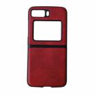 For Motorola Moto Razr 2022 Two-color Cowhide Texture Top-grain Leather Phone Case(Red) - 1