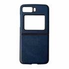 For Motorola Moto Razr 2022 Two-color Cowhide Texture Top-grain Leather Phone Case(Blue) - 1