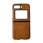 For Motorola Moto Razr 2022 Two-color Cowhide Texture Top-grain Leather Phone Case(Brown) - 1