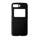 For Motorola Moto Razr 2022 Crocodile Texture Genuine Leather Phone Case(Black) - 1