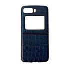 For Motorola Moto Razr 2022 Crocodile Texture Genuine Leather Phone Case(Blue) - 1