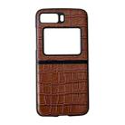 For Motorola Moto Razr 2022 Crocodile Texture Genuine Leather Phone Case(Brown) - 1