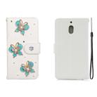 For Nokia 2.1 Horizontal Flip Solid Color Rhinestones Leather Case with Card Slot & Wallet & Holder(Three Butterflies) - 1