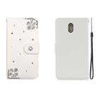 For Nokia 3 Horizontal Flip Solid Color Rhinestones Leather Case with Card Slot & Wallet & Holder(Diagonal Flower) - 1