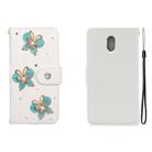 For Nokia 3 Horizontal Flip Solid Color Rhinestones Leather Case with Card Slot & Wallet & Holder(Three Butterflies) - 1