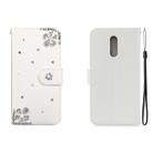 For Nokia 3.2 Horizontal Flip Solid Color Rhinestones Leather Case with Card Slot & Wallet & Holder(Diagonal Flower) - 1