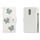 For Nokia 3.2 Horizontal Flip Solid Color Rhinestones Leather Case with Card Slot & Wallet & Holder(Three Butterflies) - 1