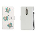 For Nokia 5 Horizontal Flip Solid Color Rhinestones Leather Case with Card Slot & Wallet & Holder(Three Butterflies) - 1