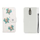 For Nokia 6 Horizontal Flip Solid Color Rhinestones Leather Case with Card Slot & Wallet & Holder(Three Butterflies) - 1