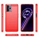 For OPPO K10x Brushed Texture Carbon Fiber TPU Phone Case(Red) - 2