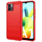 For Xiaomi Redmi A1 Brushed Texture Carbon Fiber TPU Phone Case(Red) - 1