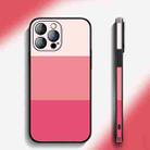 For iPhone 14 Pro Tricolor Gradient Lambskin Phone Case(Pink) - 1