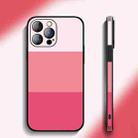For iPhone 14 Plus Tricolor Gradient Lambskin Phone Case(Pink) - 1