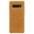 For Galaxy S10+ Magnetic Shockproof PC + TPU + PU Leather Protective Case(Brown) - 1