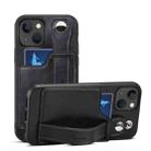 For iPhone 14 Suteni 215 Wrist Strap PU Phone Case(Black) - 1