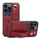 For iPhone 14 Pro Max Suteni 215 Wrist Strap PU Phone Case(Red) - 1