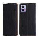 For Motorola Edge 30 Neo Gloss Oil Solid Color Magnetic Leather Phone Case(Black) - 1