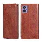 For Motorola Edge 30 Neo Gloss Oil Solid Color Magnetic Leather Phone Case(Brown) - 1