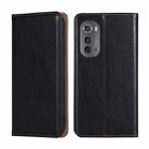 For Motorola Edge 2022 Gloss Oil Solid Color Magnetic Leather Phone Case(Black) - 1