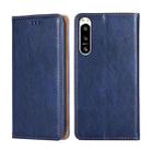 For Sony Xperia 5 IV Gloss Oil Solid Color Magnetic Leather Phone Case(Blue) - 1