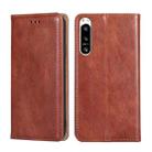 For Sony Xperia 5 IV Gloss Oil Solid Color Magnetic Leather Phone Case(Brown) - 1