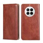 For Huawei Mate 50 Gloss Oil Solid Color Magnetic Leather Phone Case(Brown) - 1