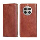 For Huawei Mate 50 Pro Gloss Oil Solid Color Magnetic Leather Phone Case(Brown) - 1