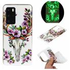 For Huawei P40 Luminous TPU Mobile Phone Protective Case(Flower Deer) - 1