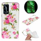 For Huawei P40 Plus Luminous TPU Mobile Phone Protective Case(Rose Flower) - 1