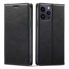 For iPhone 14 Pro Max LC.IMEEKE RFID Anti-theft Leather Phone Case(Black) - 1